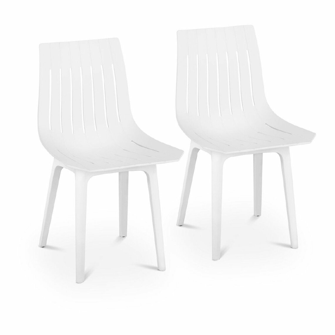 Helloshop26 - Lot de 2 chaises salon salle à manger 150 kg max surface d'assise de 47 x 42 cm coloris blanc 14_0000875 - Chaises