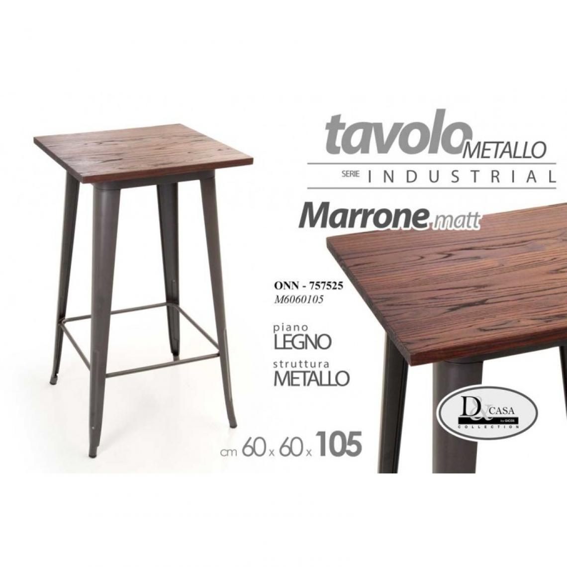 Webmarketpoint - Table carrée 60 x 60 cm en bois et métal marron - Tables à manger