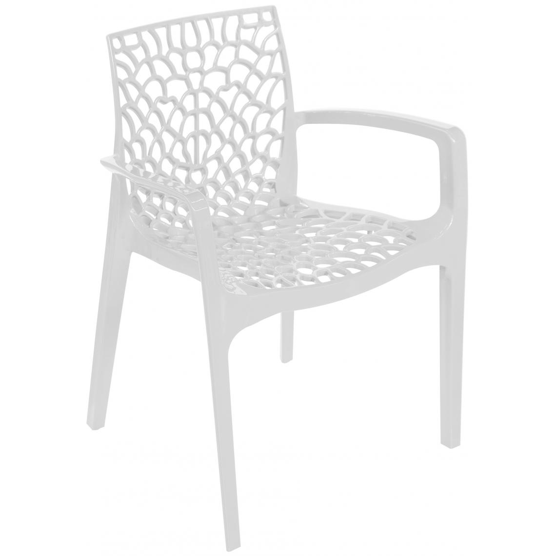 3S. x Home - Chaise Design Blanche Avec Accoudoirs GRUYER - Chaises