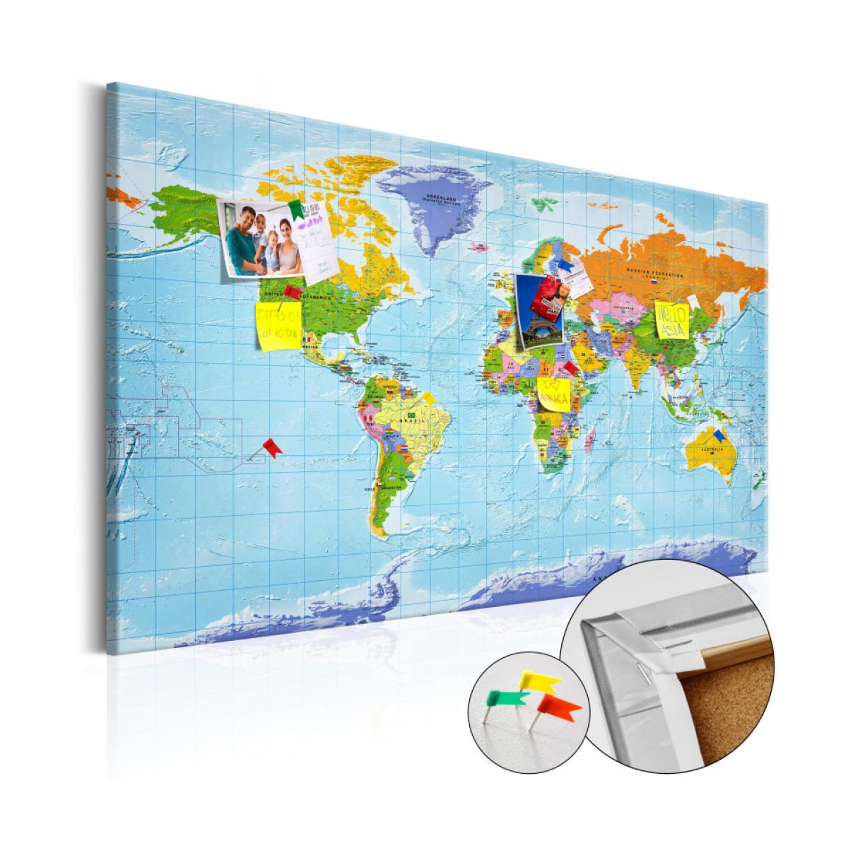 Artgeist - Tableau en liège - World Map: Countries Flags [Cork Map] 90x60 - Tableaux, peintures