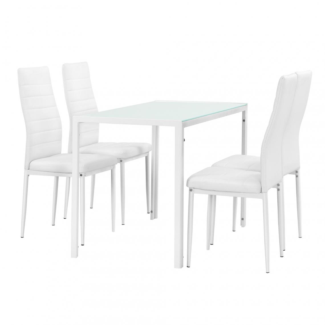 Helloshop26 - Table à manger blanc 105 cm + kit de chaises en 4 pièces blanc 03_0004002 - Tables à manger