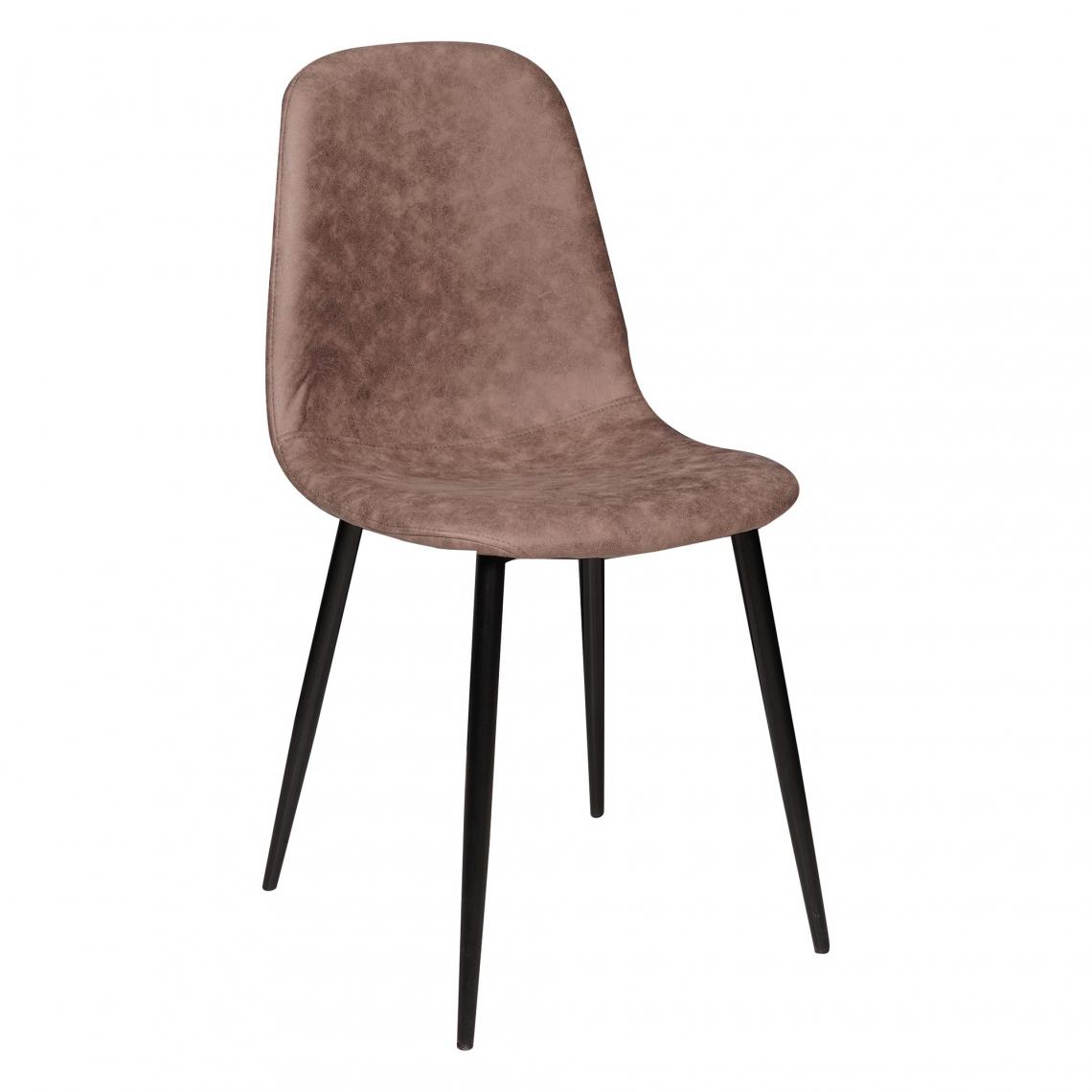 Alter - Chaise élégante en éco-cuir rembourrée avec pieds en métal, Fauteuil pour salle à manger, 56x45h87 cm, Couleur marron - Chaises