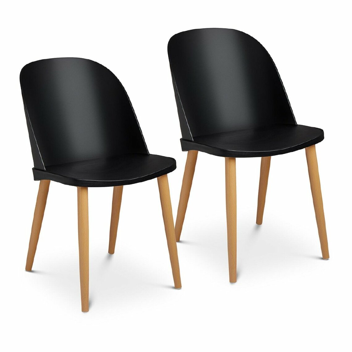 Helloshop26 - Lot de 2 chaises salon salle à manger 150 kg max surface d'assise de 43,5 x 43 cm noir 14_0000088 - Chaises