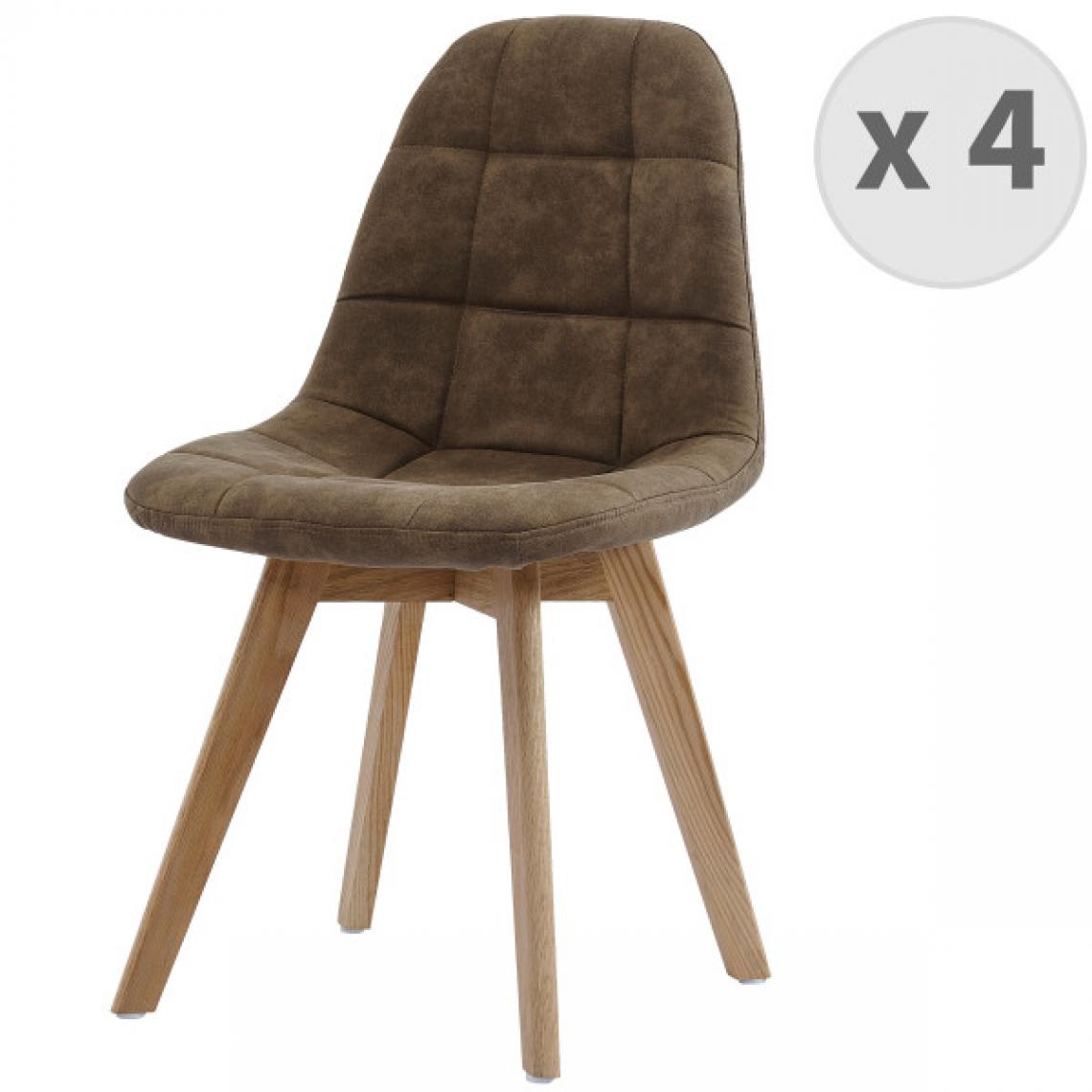 Moloo - STELLA OAK-Chaise vintage microfibre vintage marron pieds chêne (x4) - Chaises