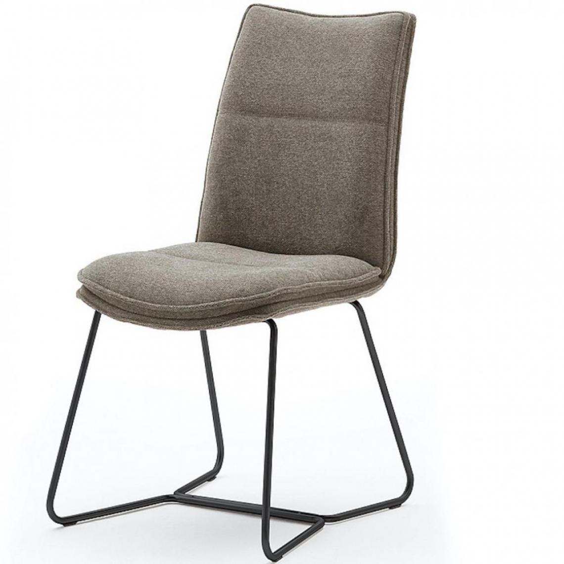 Inside 75 - Lot de 2 chaises design HALSOU tissu cappuccino et pieds métal laqué noir - Chaises