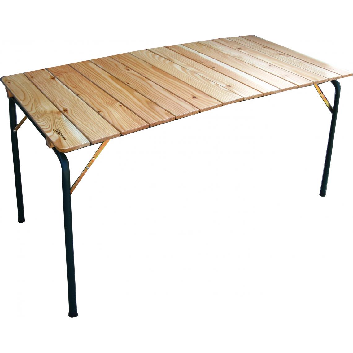 Alter - Table pliante double en acier et bois de mélèze, gris et marron, 140 x 70 x h72 cm - Tables à manger