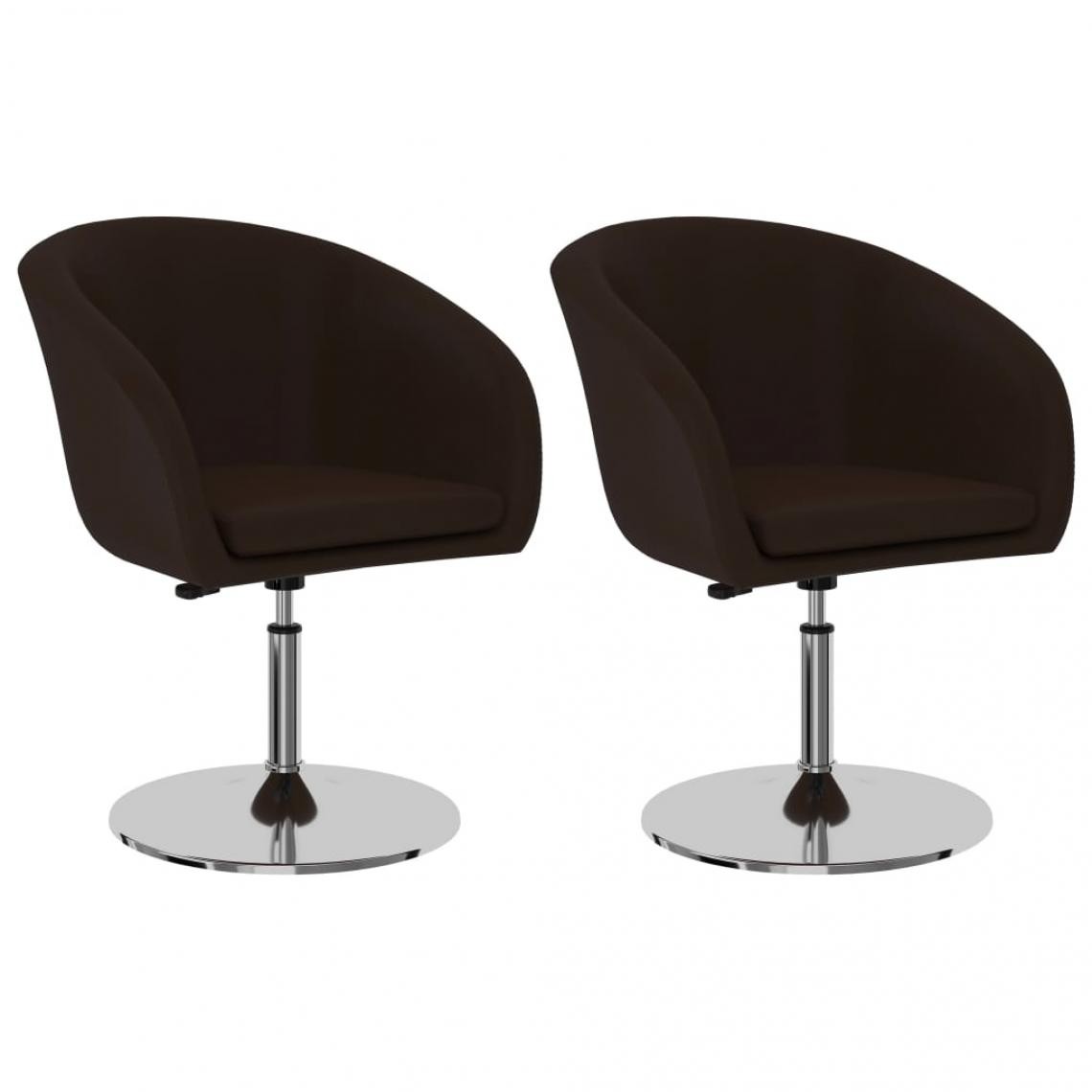 Decoshop26 - Lot de 2 chaises de salle à manger cuisine design contemporain similicuir marron CDS020732 - Chaises