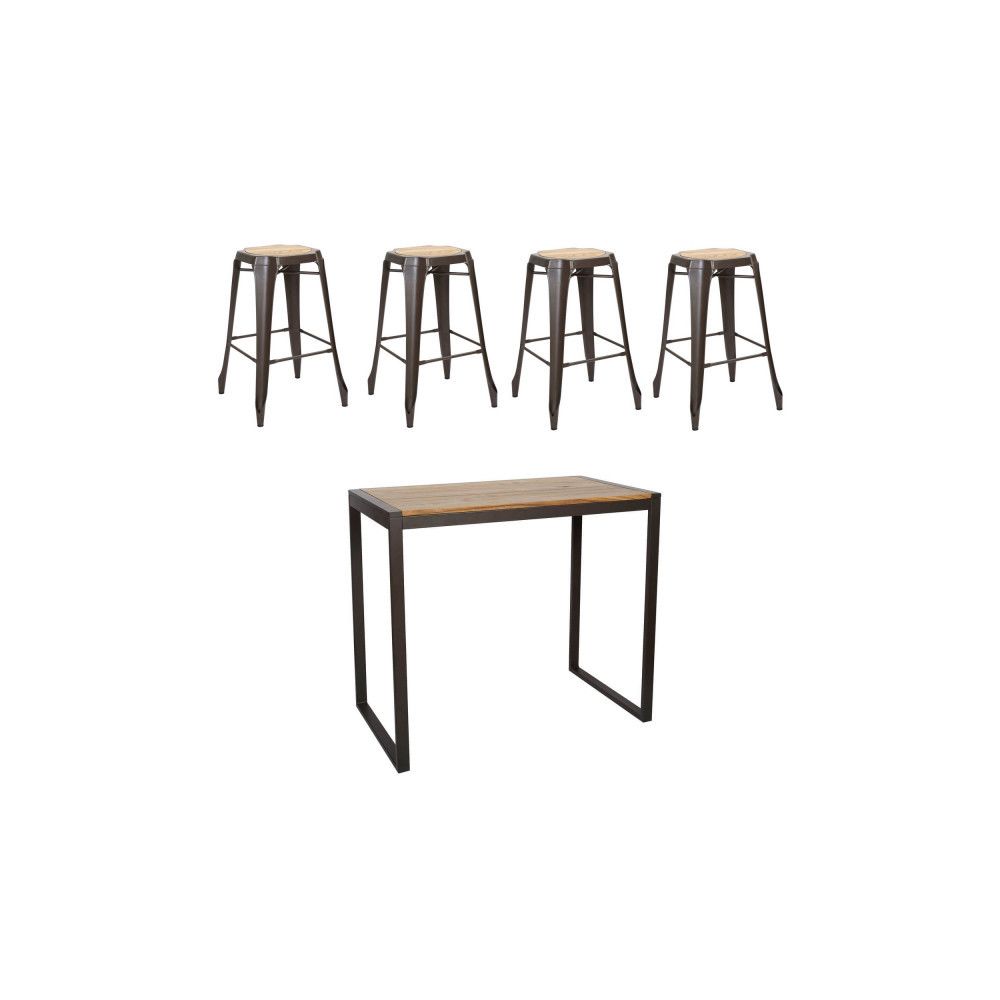 Mathi Design - NEVADA - Ensemble haut 120 cm 4 tabourets - Tables à manger
