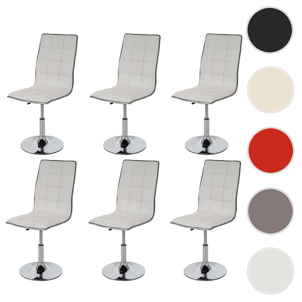 Mendler - 6x chaise de salle à manger HWC-C41, fauteuil, similicuir ~ blanc - Chaises