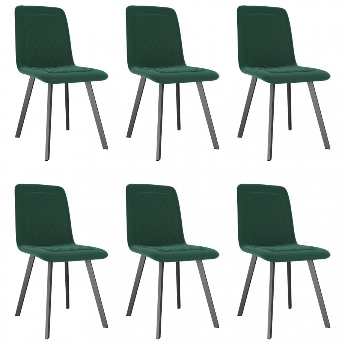 Chunhelife - Chaises de salle à manger 6 pcs Vert Velours - Chaises