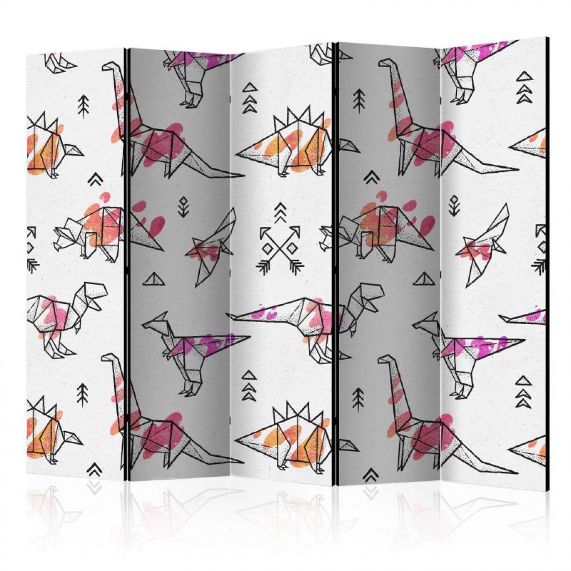 Artgeist - Paravent 5 volets - Origami Dinosaurs II [Room Dividers] .Taille : 225x172 - Paravents