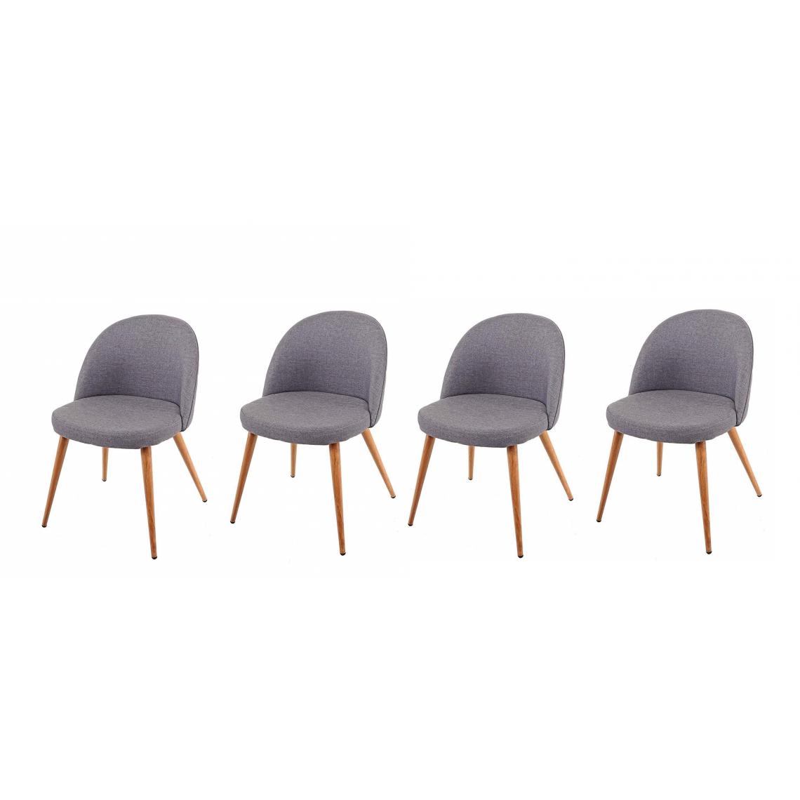 Decoshop26 - Lot de 4 chaises de salle à manger gris foncé pieds en bois style rétro CDS04515 - Chaises