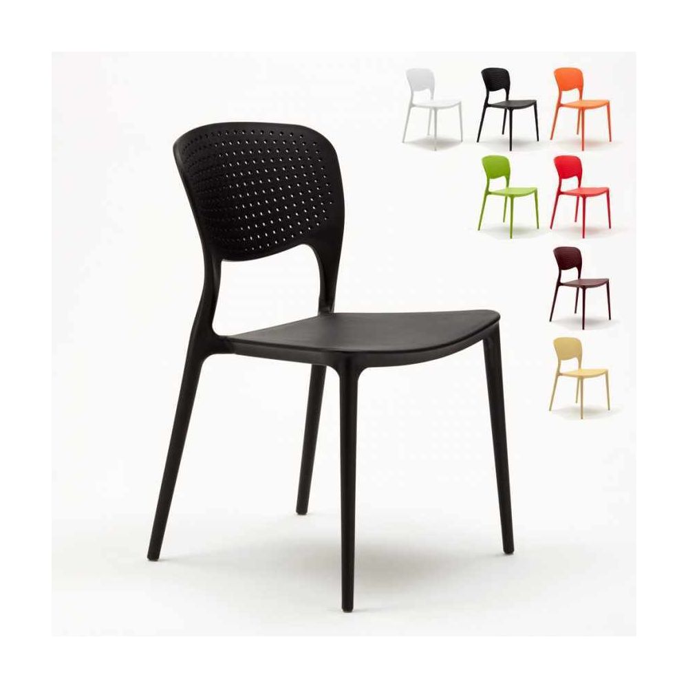 Ahd Amazing Home Design - Lot de 20 chaises en polypropylène colorées empilables bar restaurant glacier Garden Giulietta, Couleur: Noir - Chaises