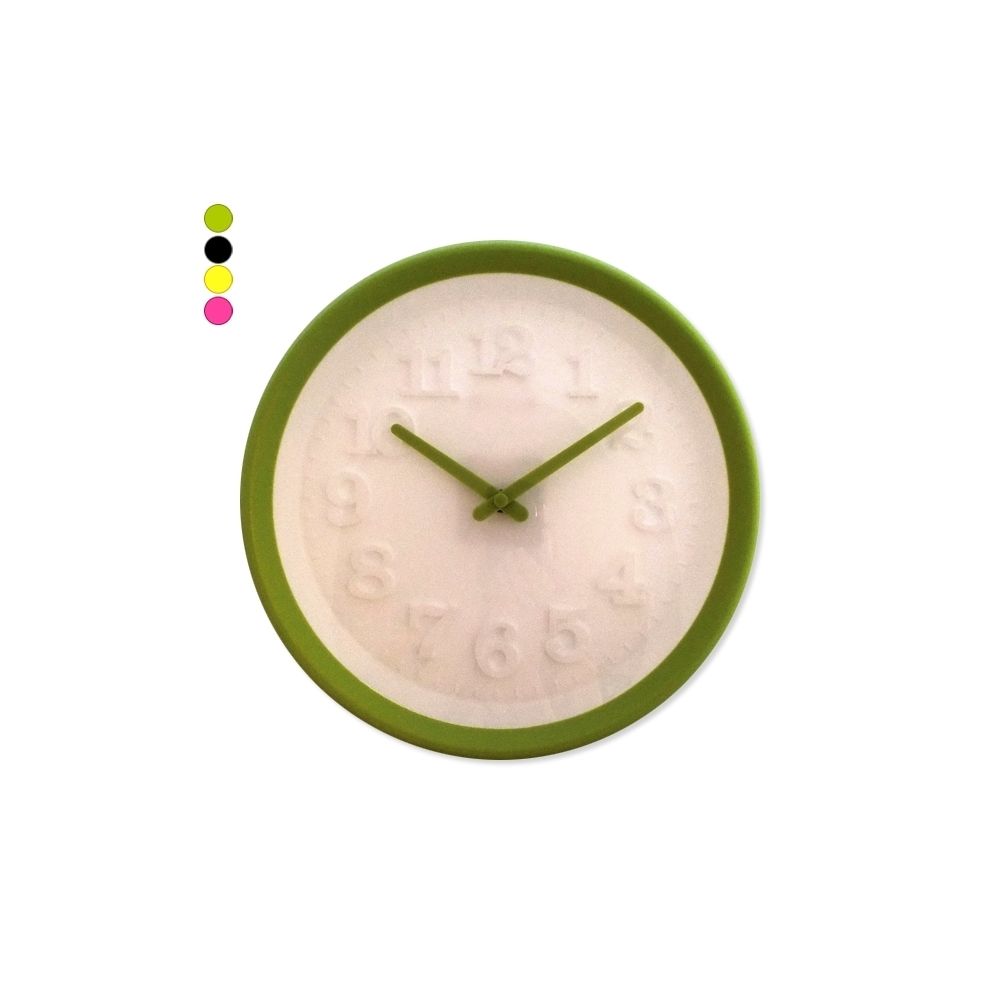 Totalcadeau - Horloge colorée cadran blanc avec chiffres en relief rose - Horloges, pendules