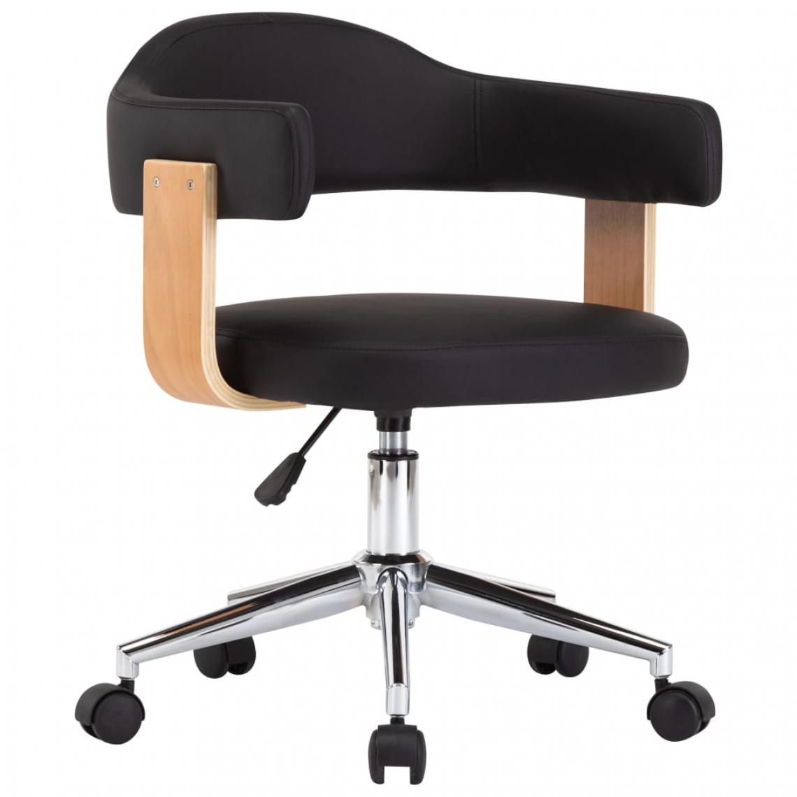 Icaverne - Icaverne - Chaises de bureau serie Chaise pivotante de bureau Noir Bois courbé et similicuir - Chaises