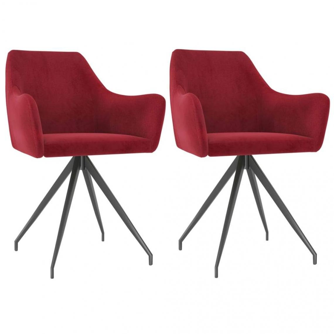 Decoshop26 - Lot de 2 chaises de salle à manger cuisine design moderne velours rouge bordeaux CDS021015 - Chaises