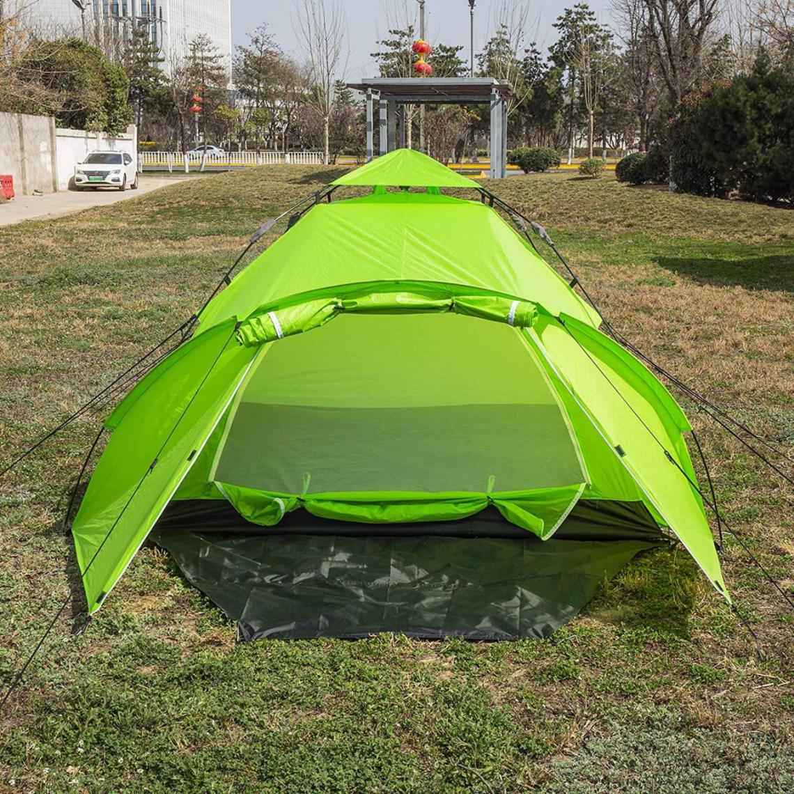 MercatoXL - 3-4 personnes vert tente de camping tente imperméable familiale avec mallette de transport - Tables à manger