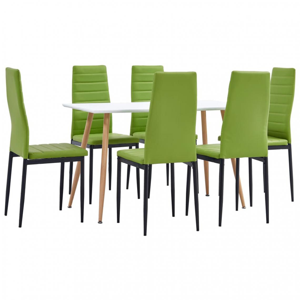 Chunhelife - Ensemble de salle à manger 7 pcs Similicuir Vert citron - Tables à manger