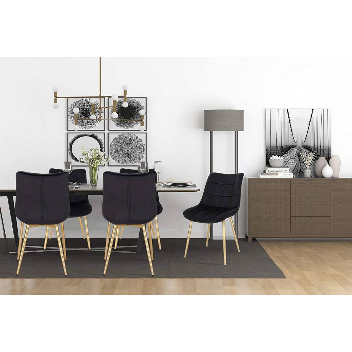 MercatoXL - Ensemble de 2 chaises de cuisine de jambes d'or de velours noir - Tables à manger