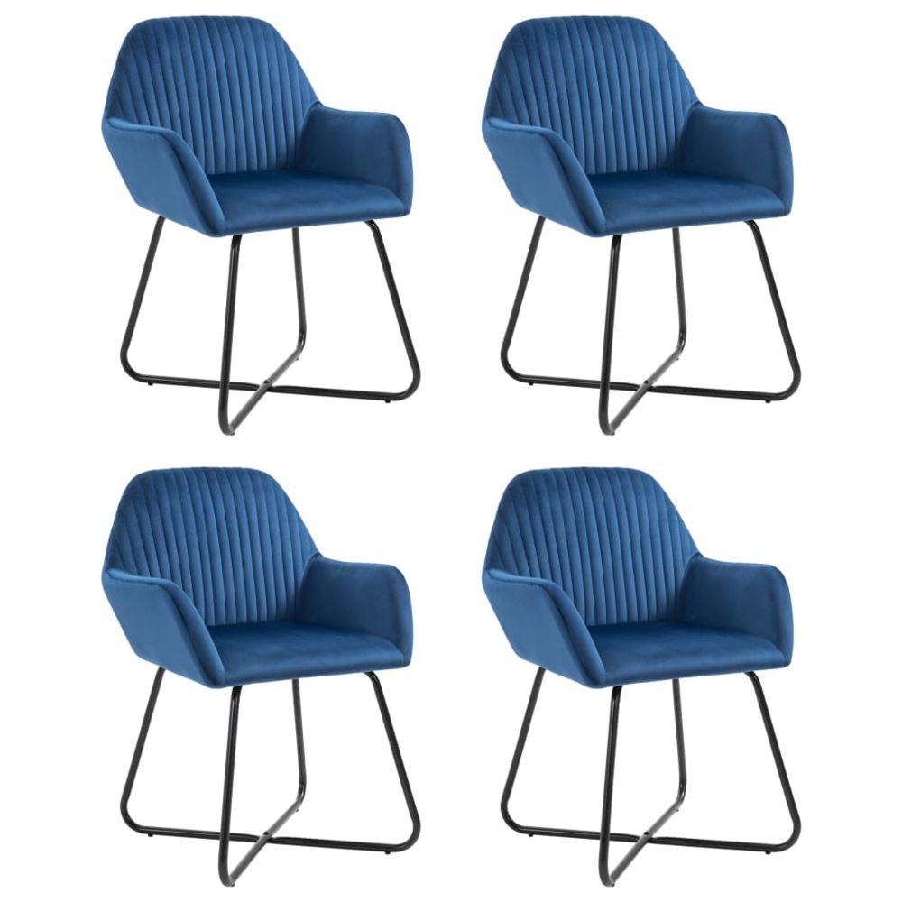marque generique - Chic Fauteuils et chaises ensemble Harare Chaises de salle à manger 4 pcs Bleu velours - Chaises