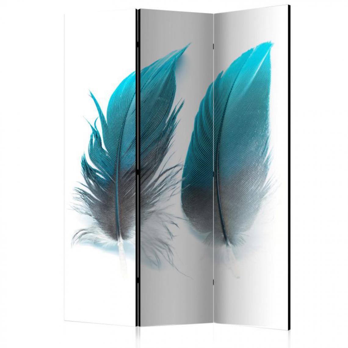 Artgeist - Paravent 3 volets - Blue Feathers [Room Dividers] .Taille : 135x172 - Paravents