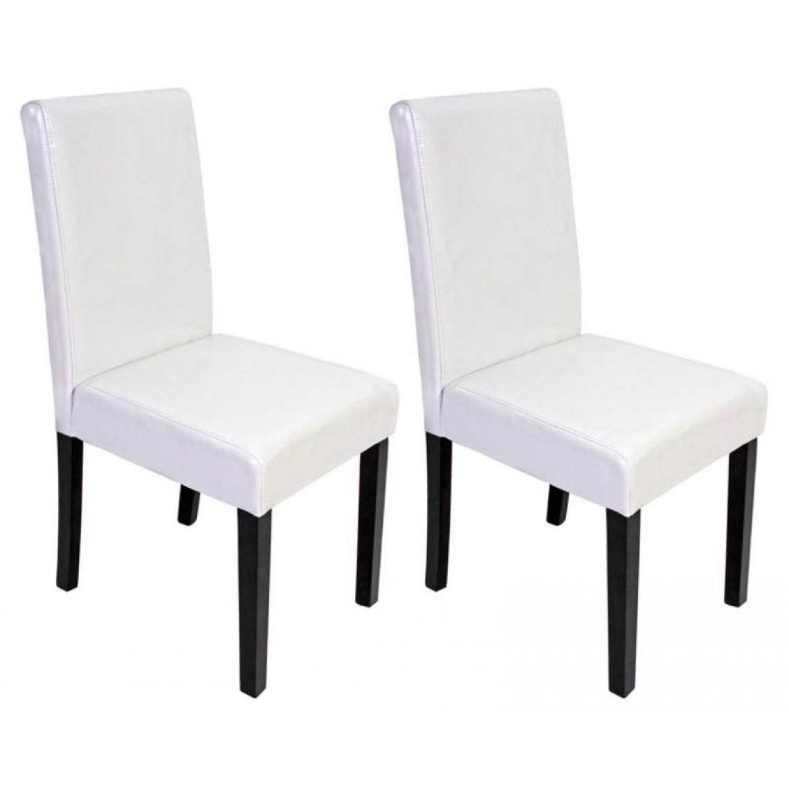 Decoshop26 - Lot de 2 chaises de salle à manger simili-cuir blanc pieds foncés CDS04048 - Chaises