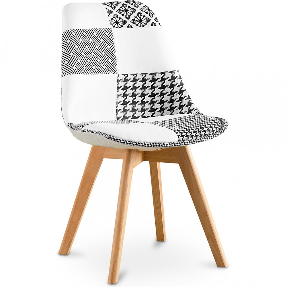 Iconik Interior - Chaise à manger Denisse design scandi rétro - noir et blanc premium Nouvelle Édition - Patchwork Sam - Chaises