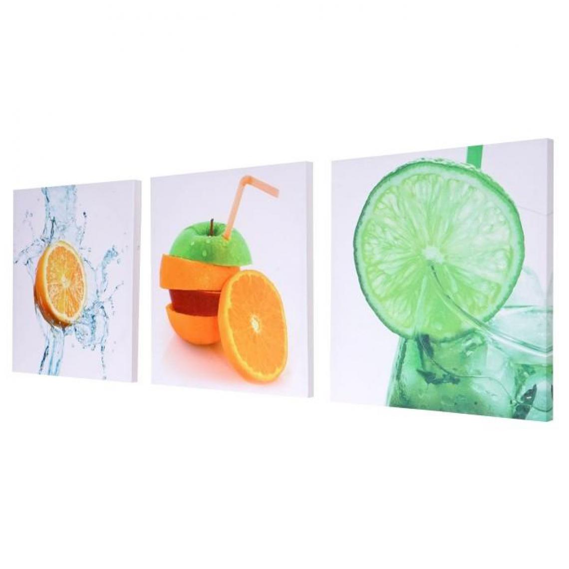 Decoshop26 - Toile de décoration murale tableaux fruit kit de 3 pièces 150x50cm DEC04050 - Tableaux, peintures