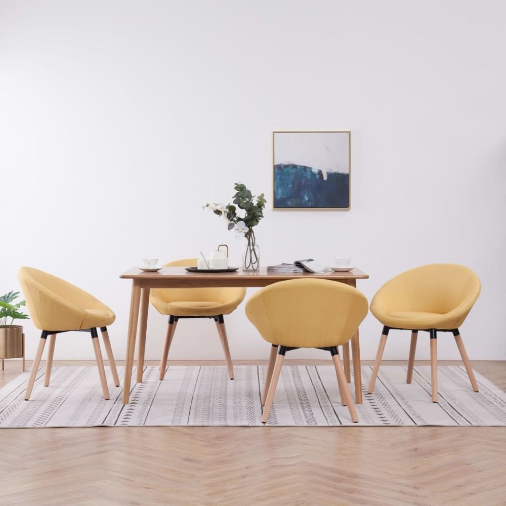 marque generique - Moderne Fauteuils et chaises gamme Luanda 4 pcs Chaises de salle à manger Jaune Tissu - Chaises