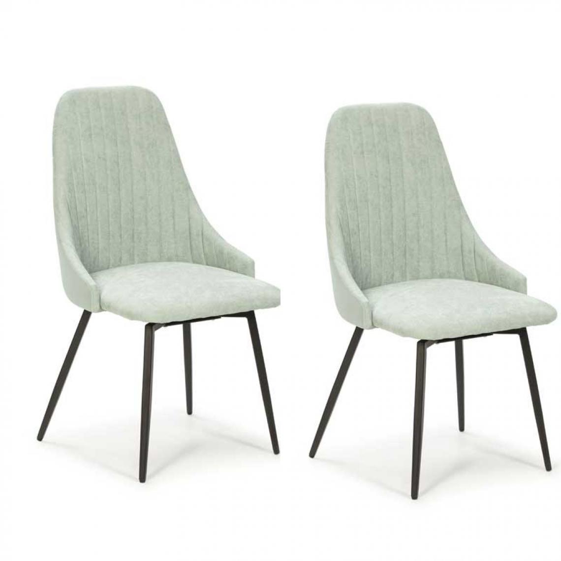 Tousmesmeubles - Duo de chaises pivotantes Simili Cuir/Tissu Turquoise - LEMA - Chaises