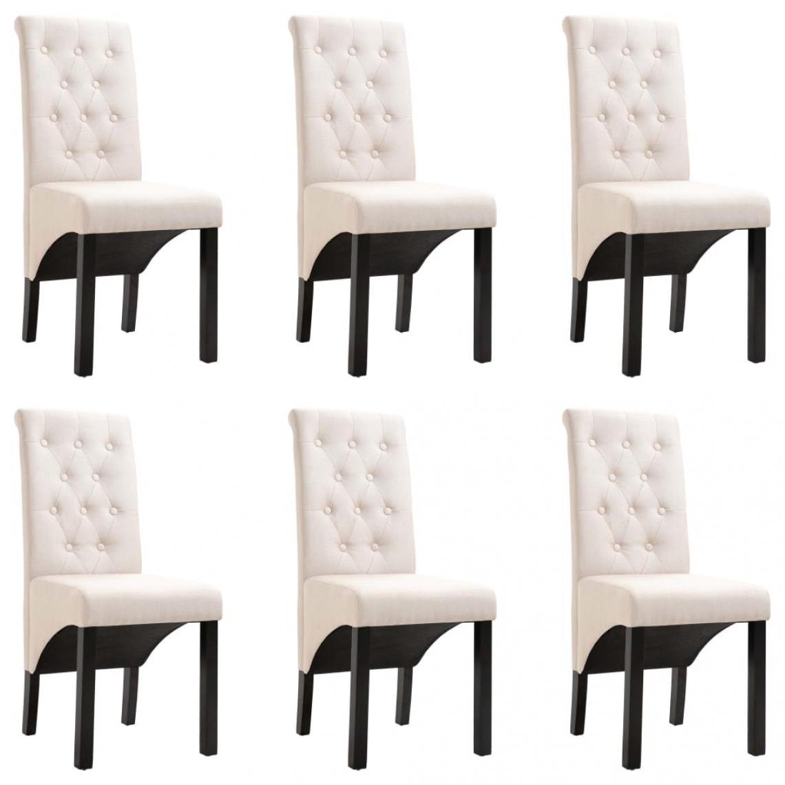 Decoshop26 - Lot de 6 chaises de salle à manger cuisine design classique tissu crème CDS022106 - Chaises