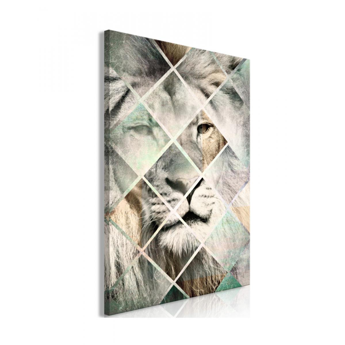 Artgeist - Tableau - Lion on the Chessboard (1 Part) Vertical 60x90 - Tableaux, peintures