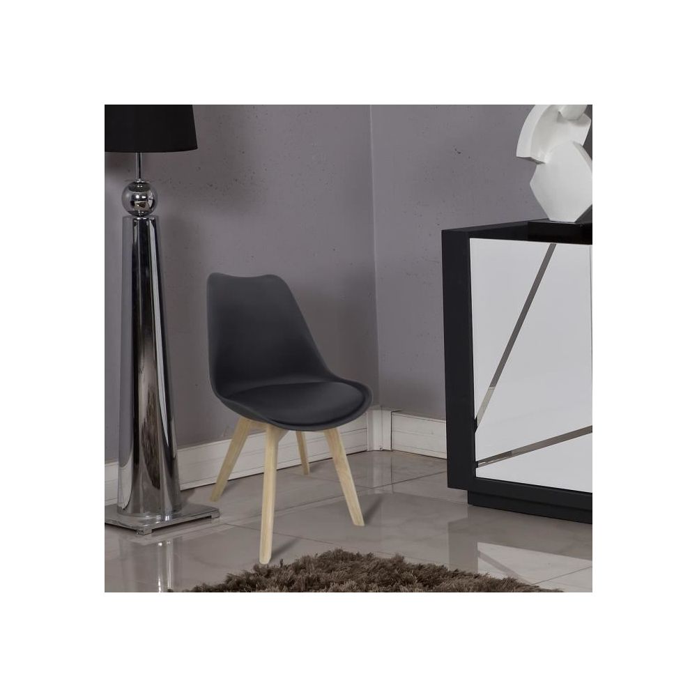 marque generique - CHAISE BJORN Chaise de salle a manger - Simili noir - Scandinave - L 48,3 x P 61 cm - Chaises