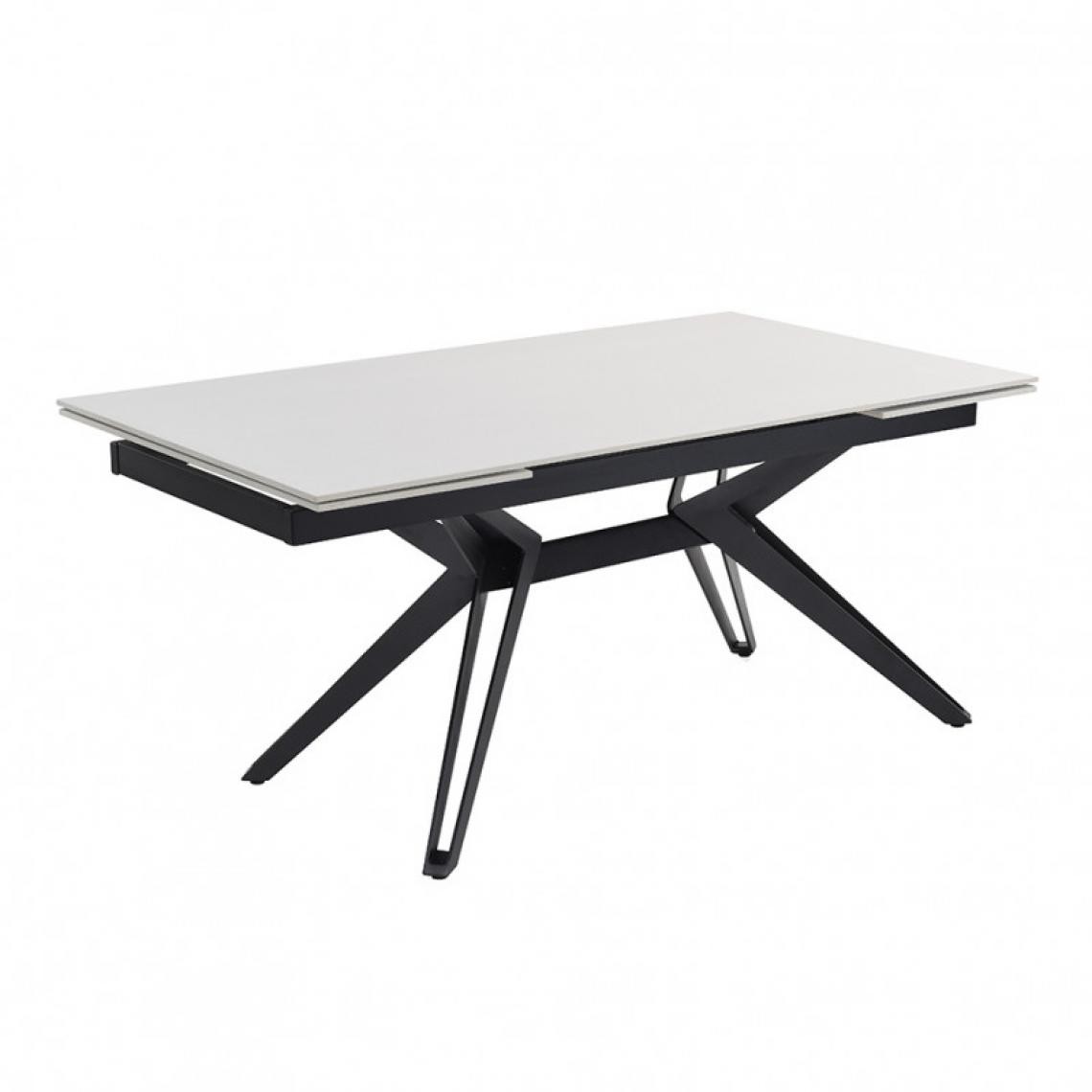 Meubletmoi - Table extensible 160/240 cm céramique blanc pied trapèze - OREGON 07 - Tables à manger