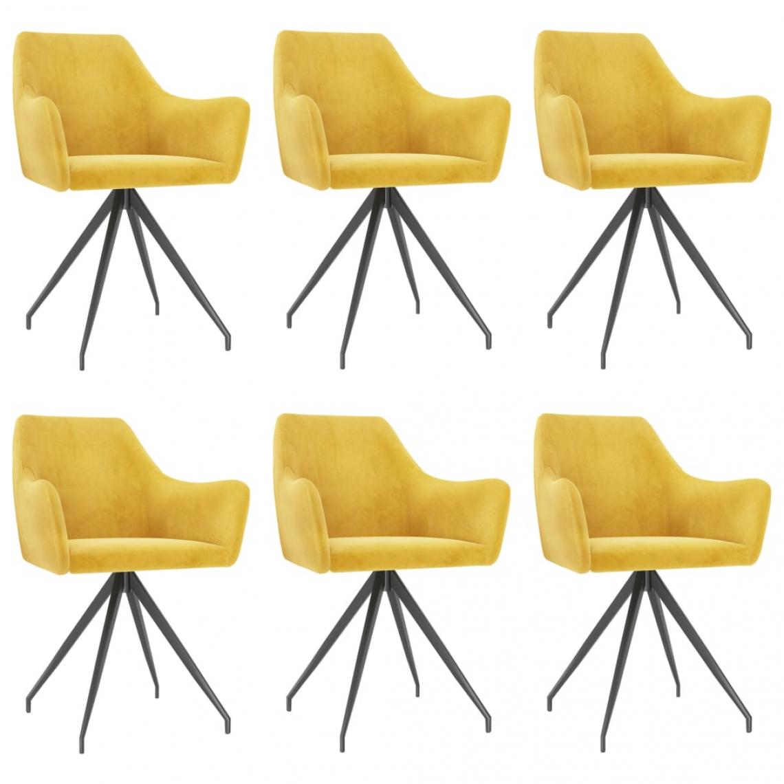 Decoshop26 - Lot de 6 chaises de salle à manger design moderne cuisine velours jaune CDS022550 - Chaises