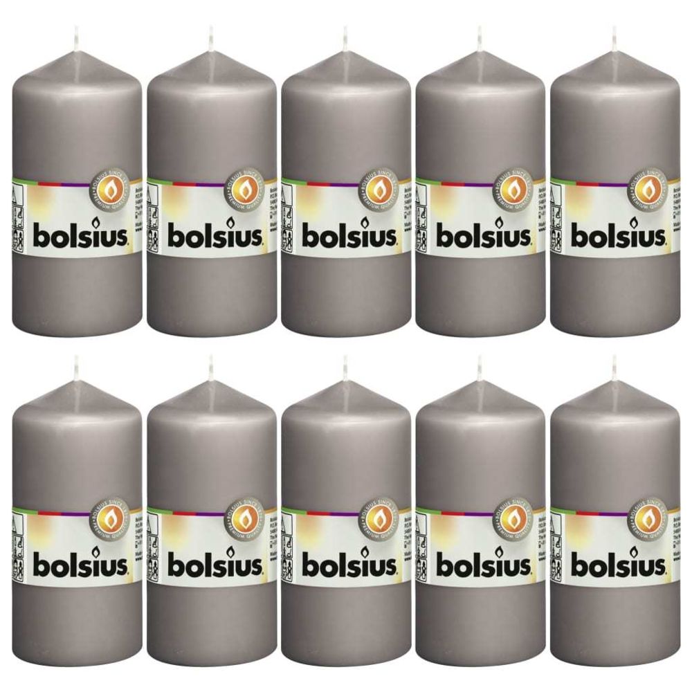 Bolsius - Bolsius Bougies pilier 10 pcs 120x58 mm Gris chaud - Bougies