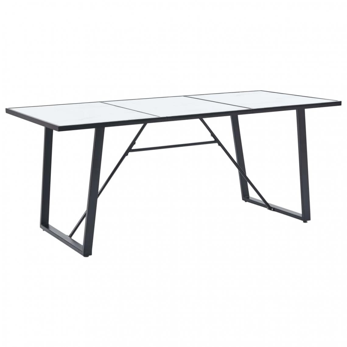 Chunhelife - Table de salle à manger Blanc 180x90x75 cm Verre trempé - Tables à manger