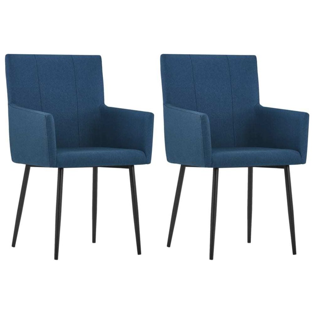 marque generique - Superbe Fauteuils et chaises categorie Malé Chaises de salle à manger avec accoudoirs 2 pcs Bleu Tissu - Chaises