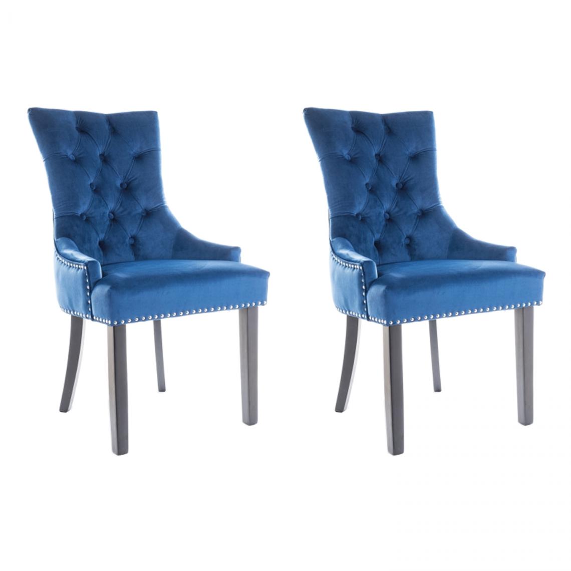 Hucoco - EDWARG - Lot de 2 chaises élégantes - Dimensions 99x55x45 cm - Revêtement en velours - Style glamour - Blue - Chaises