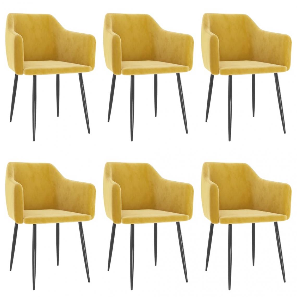 Decoshop26 - Lot de 6 chaises de salle à manger cuisine design moderne velours jaune moutarde CDS022523 - Chaises