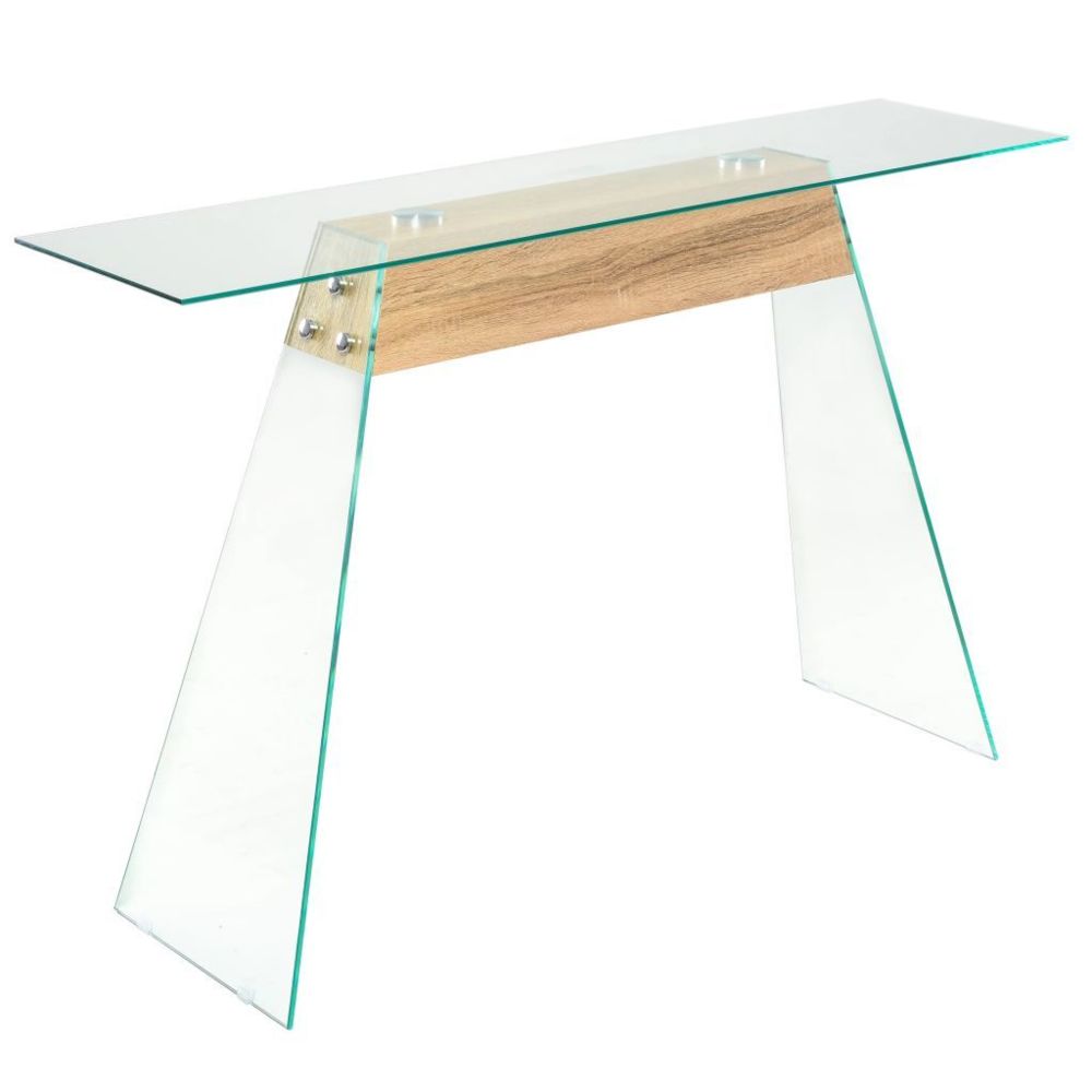 Vidaxl - vidaXL Table Console MDF et verre 120 x 30 x 76 cm Couleur de chêne - Tables à manger