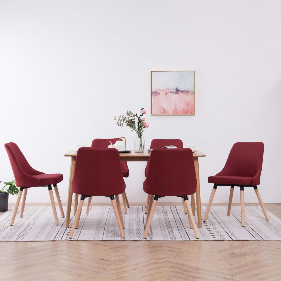 Icaverne - sublime Fauteuils et chaises gamme Tachkent Chaises de salle à manger 6 pcs Rouge bordeaux Tissu - Chaises