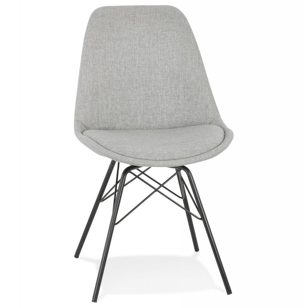 Alterego - Chaise design 'INDIA' en tissu gris et pieds en métal noir - Chaises