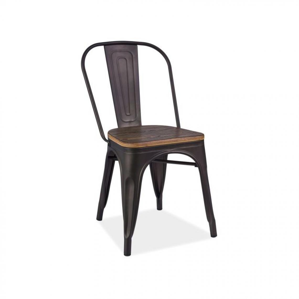Ac-Deco - Chaise métallique - Loft - 40 x 36 x 85 cm - Couleur noyer foncé - Chaises