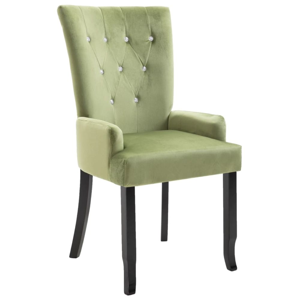 marque generique - Icaverne - Chaises de cuisine selection Chaise de salle à manger avec accoudoirs Vert clair Velours - Chaises