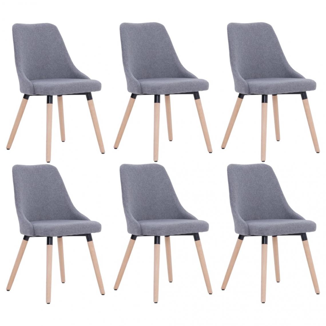Decoshop26 - Lot de 6 chaises de salle à manger cuisine style scandinave en tissu gris clair CDS022418 - Chaises