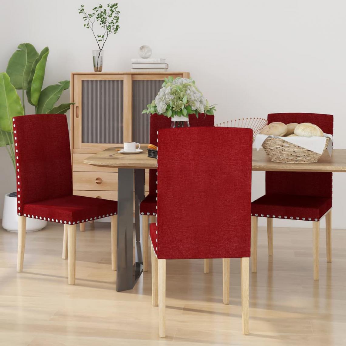 Vidaxl - vidaXL Chaises de salle à manger 4 pcs Rouge bordeaux Tissu - Chaises