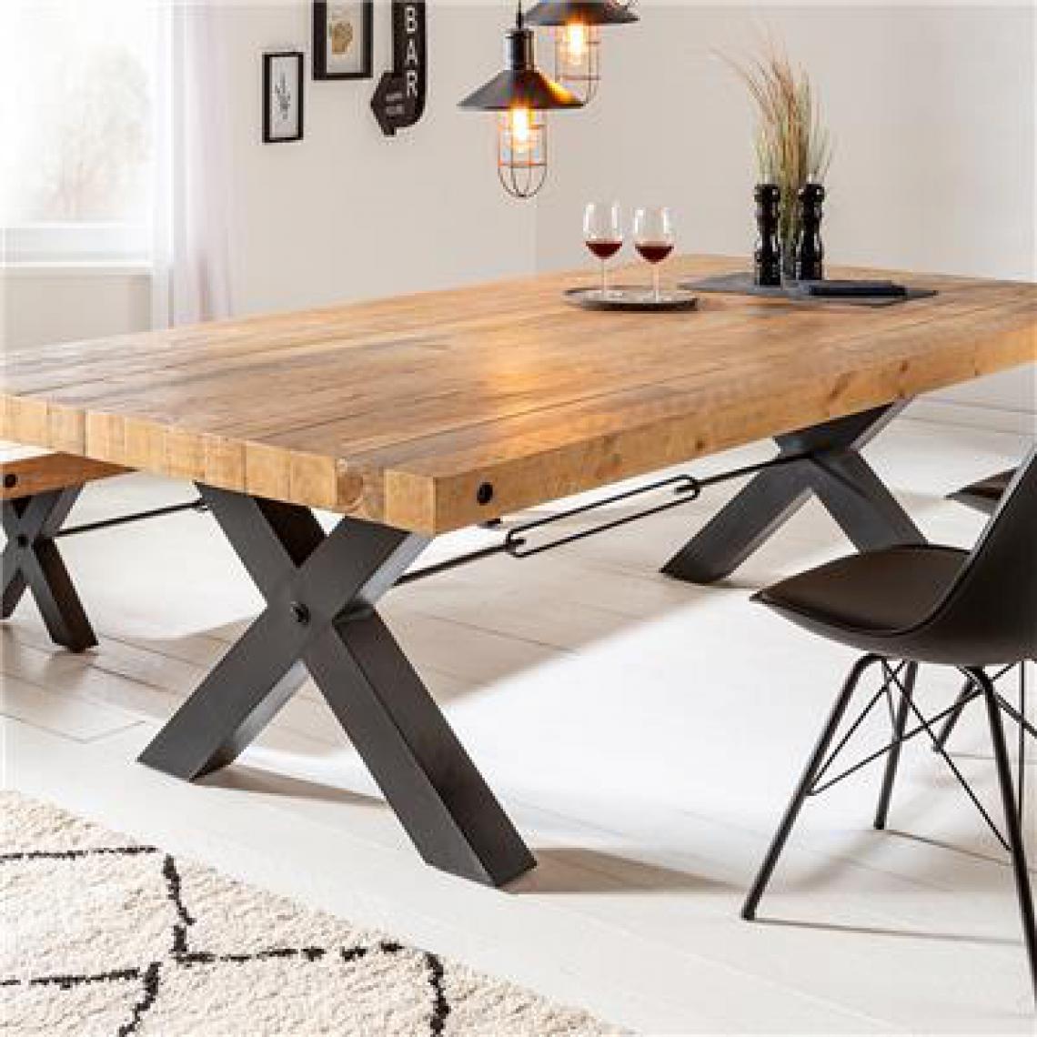 Nouvomeuble - Table en bois et métal industrielle 240 cm TORIA - Tables à manger
