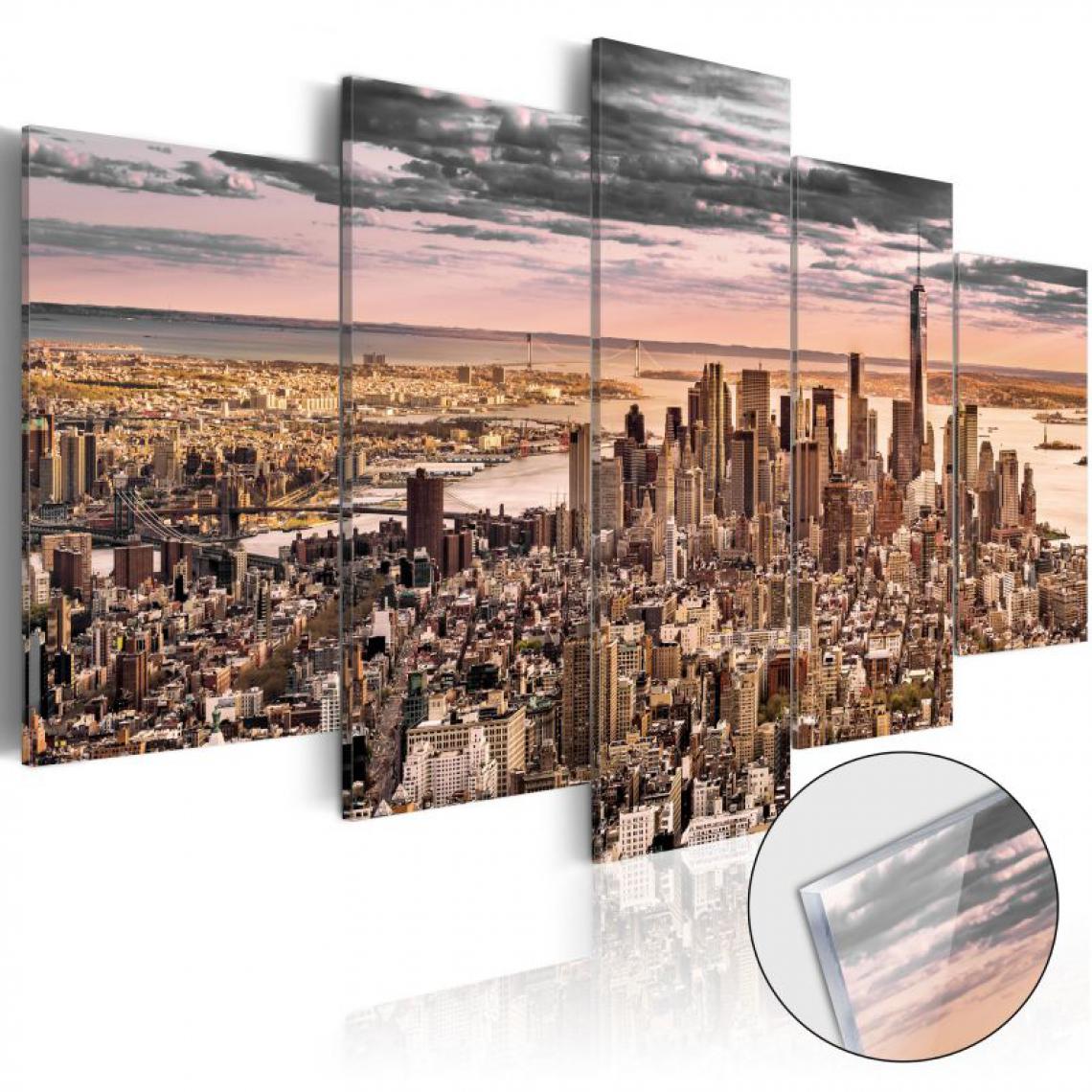 Artgeist - Tableau sur verre acrylique - New York City: Morning Sky [Glass] .Taille : 200x100 - Tableaux, peintures
