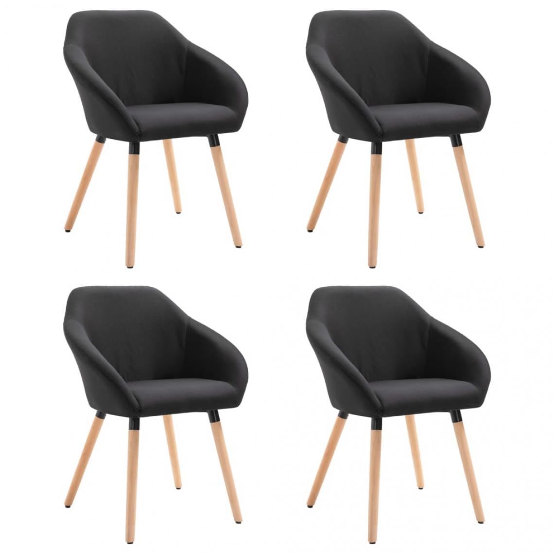 Decoshop26 - Lot de 4 chaises de salle à manger cuisine style scandinave en tissu noir pieds en bois CDS021842 - Chaises